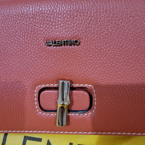 Authentic Valentino Mario Large Clutch shoulder leather bag crossbody Orange - Picture 3 of 17